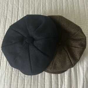 Like new: 2 Boys Flat Cap/ Newsboy Caps. 52cm. Sized for ages 4-7